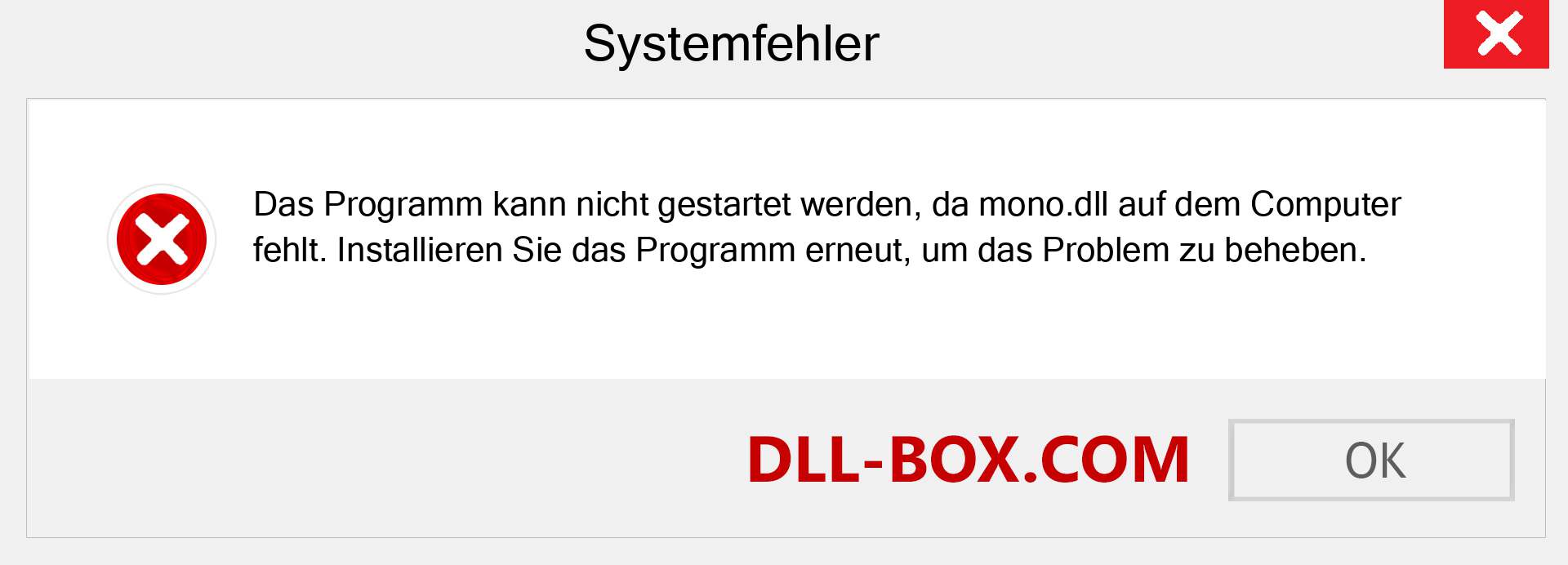 mono.dll-Datei fehlt?. Download für Windows 7, 8, 10 - Fix mono dll Missing Error unter Windows, Fotos, Bildern